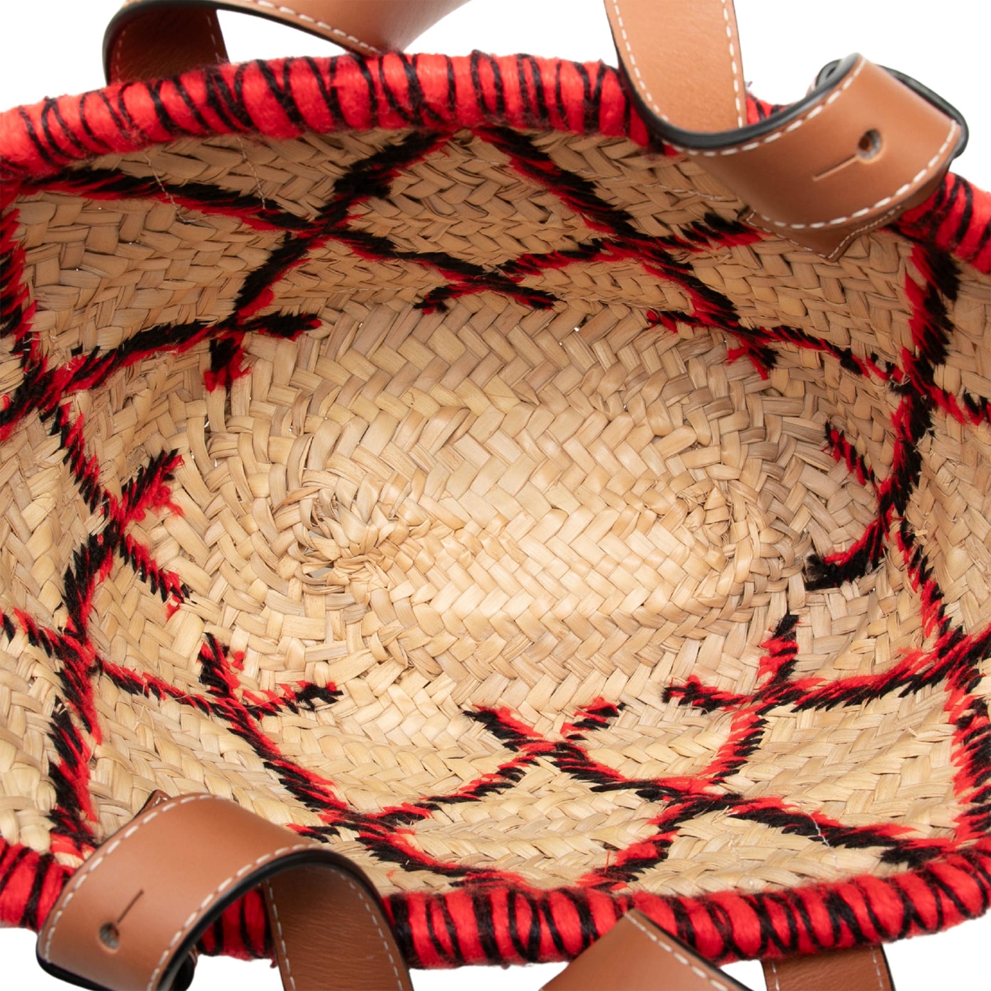LOEWE Small Raffia Animal Embroidered Anagram Basket Tote