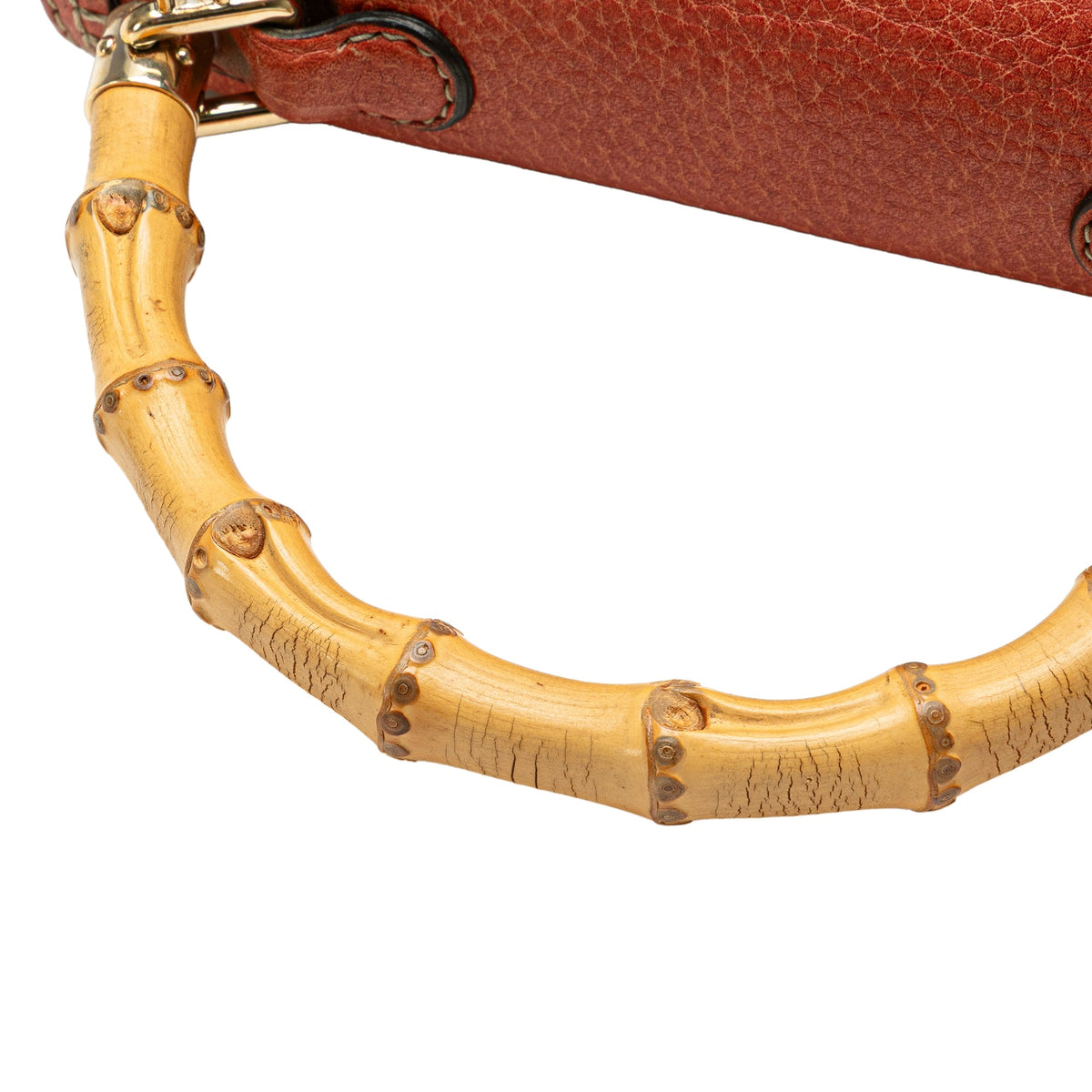 Gucci Small Leather New Bamboo Satchel — Red