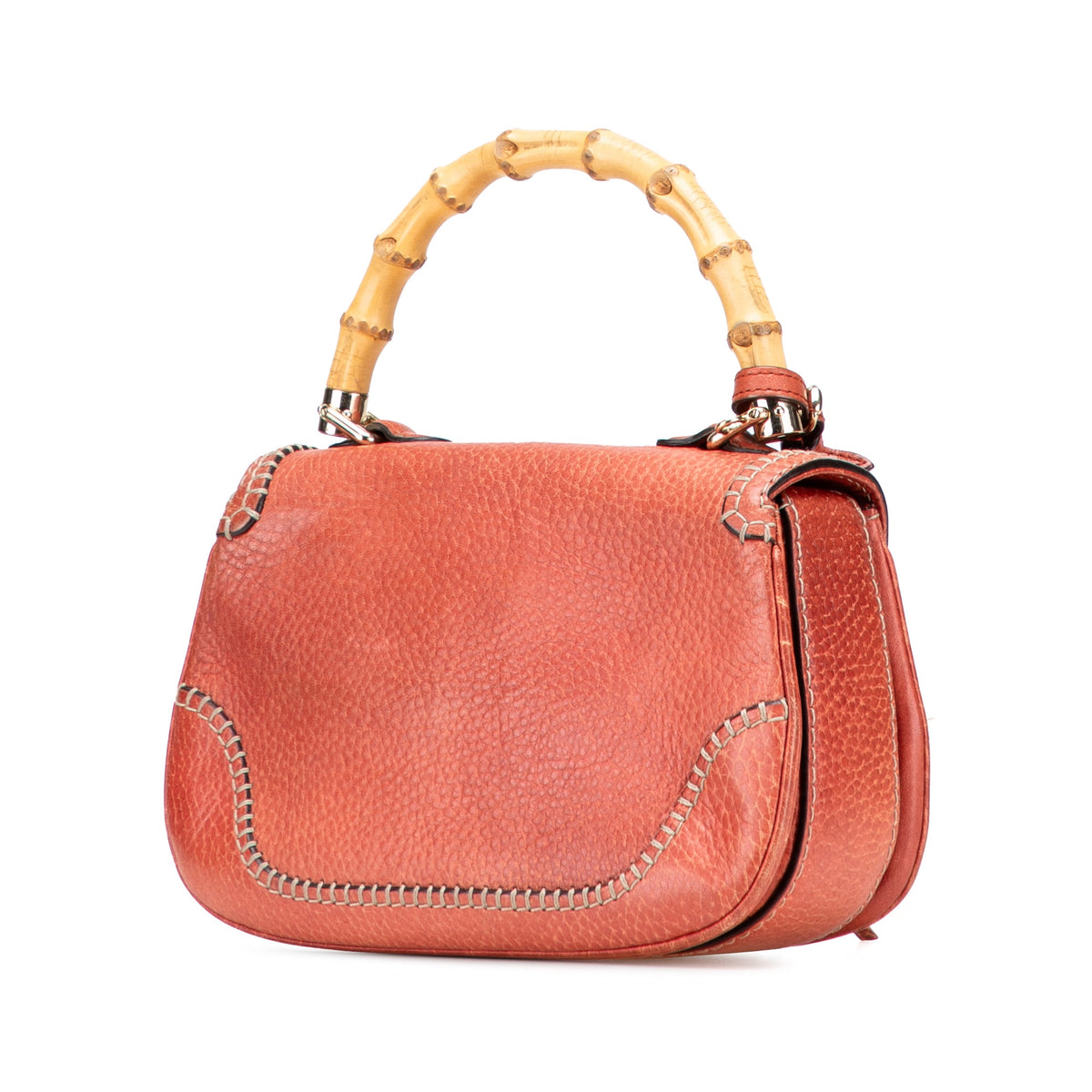 Gucci Small Leather New Bamboo Satchel — Red