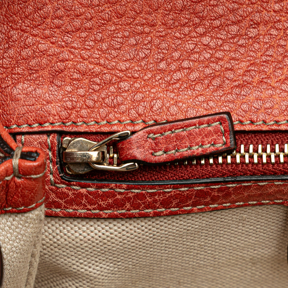 Gucci Small Leather New Bamboo Satchel — Red