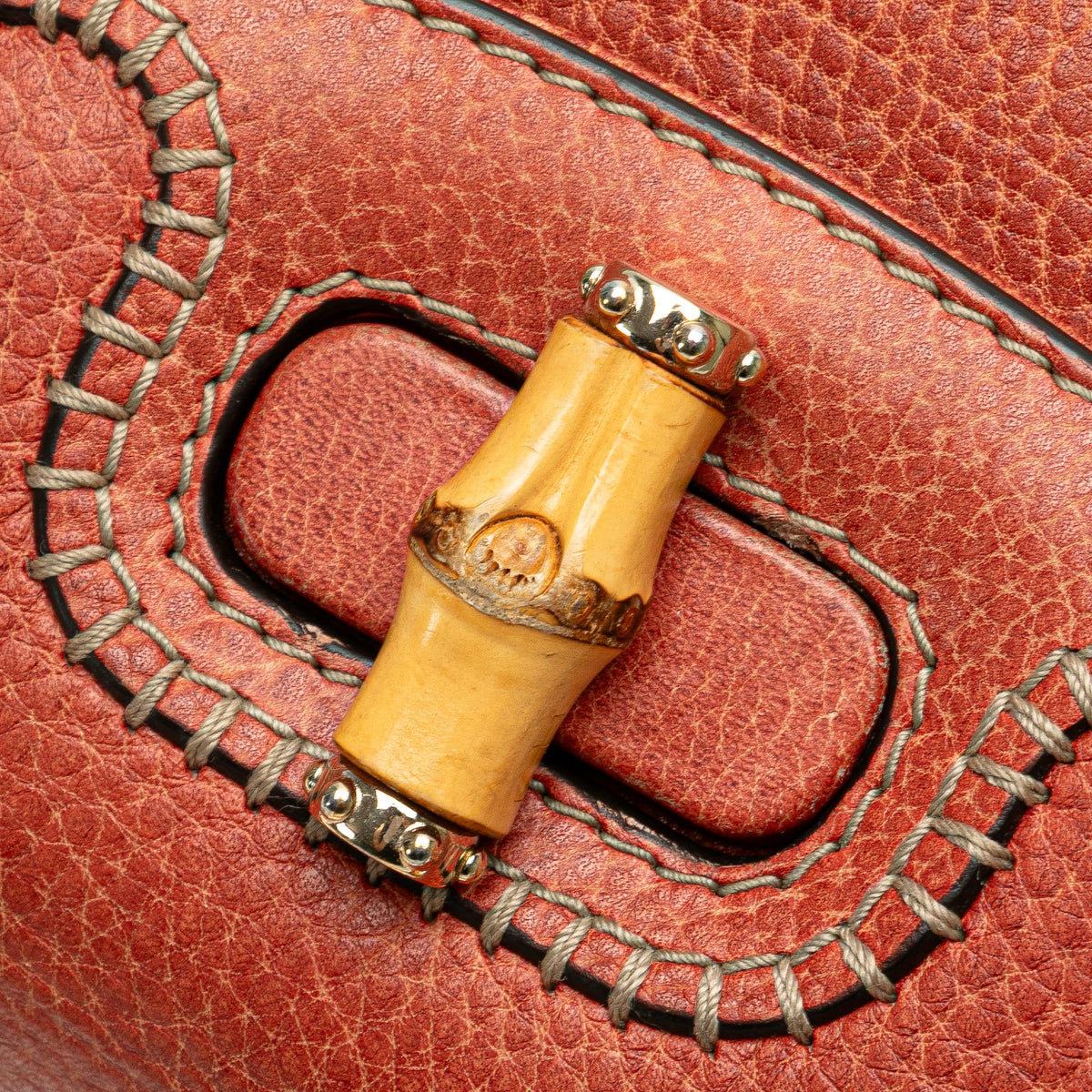 Gucci Small Leather New Bamboo Satchel — Red