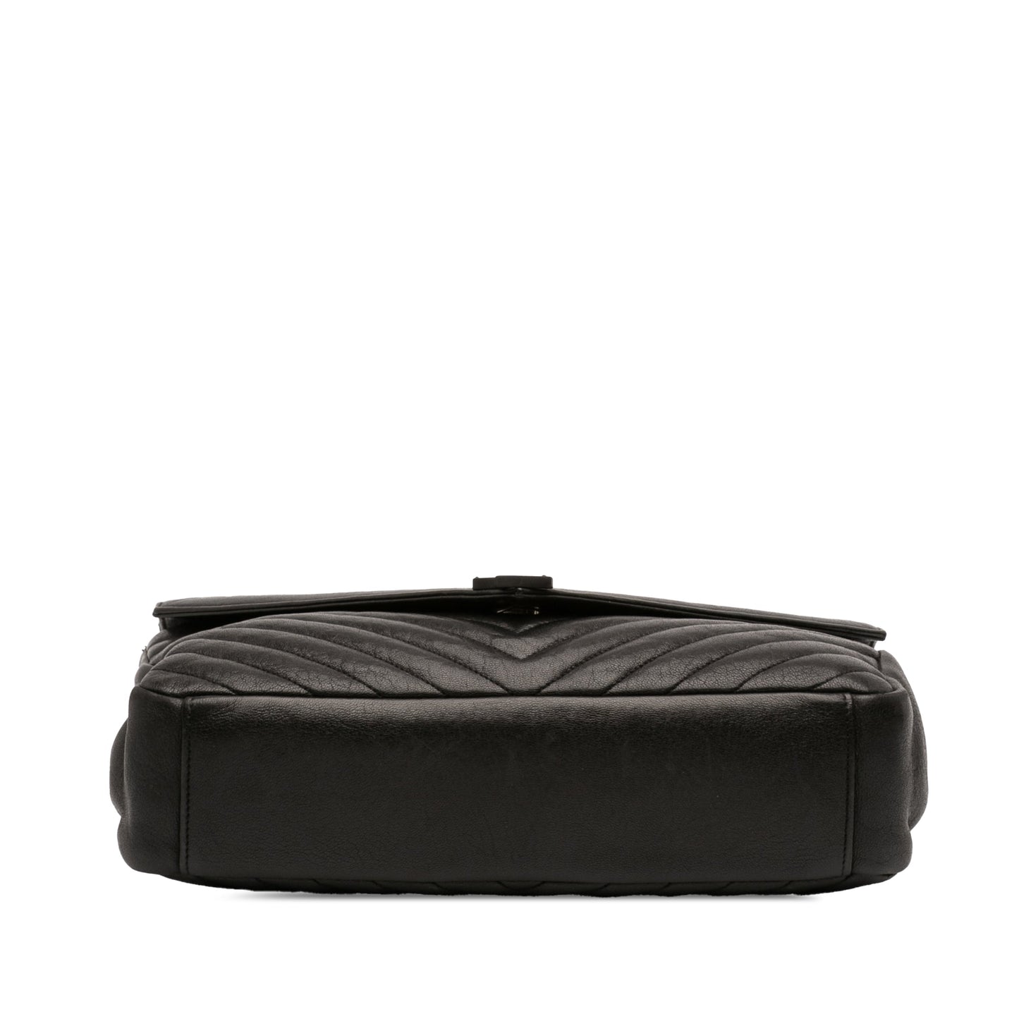 Saint Laurent Large Sheepskin Chevron Monogram Monochrome College Bag