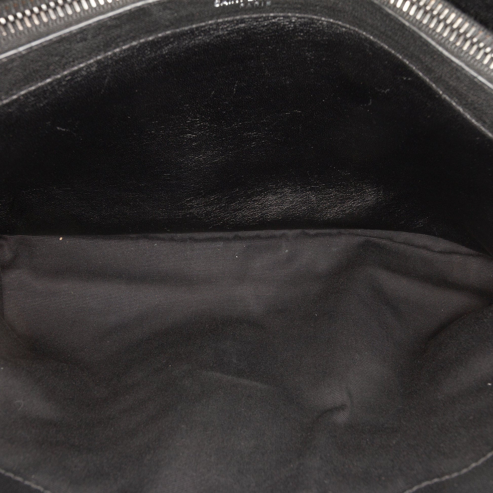 Saint Laurent Large Sheepskin Chevron Monogram Monochrome College Bag