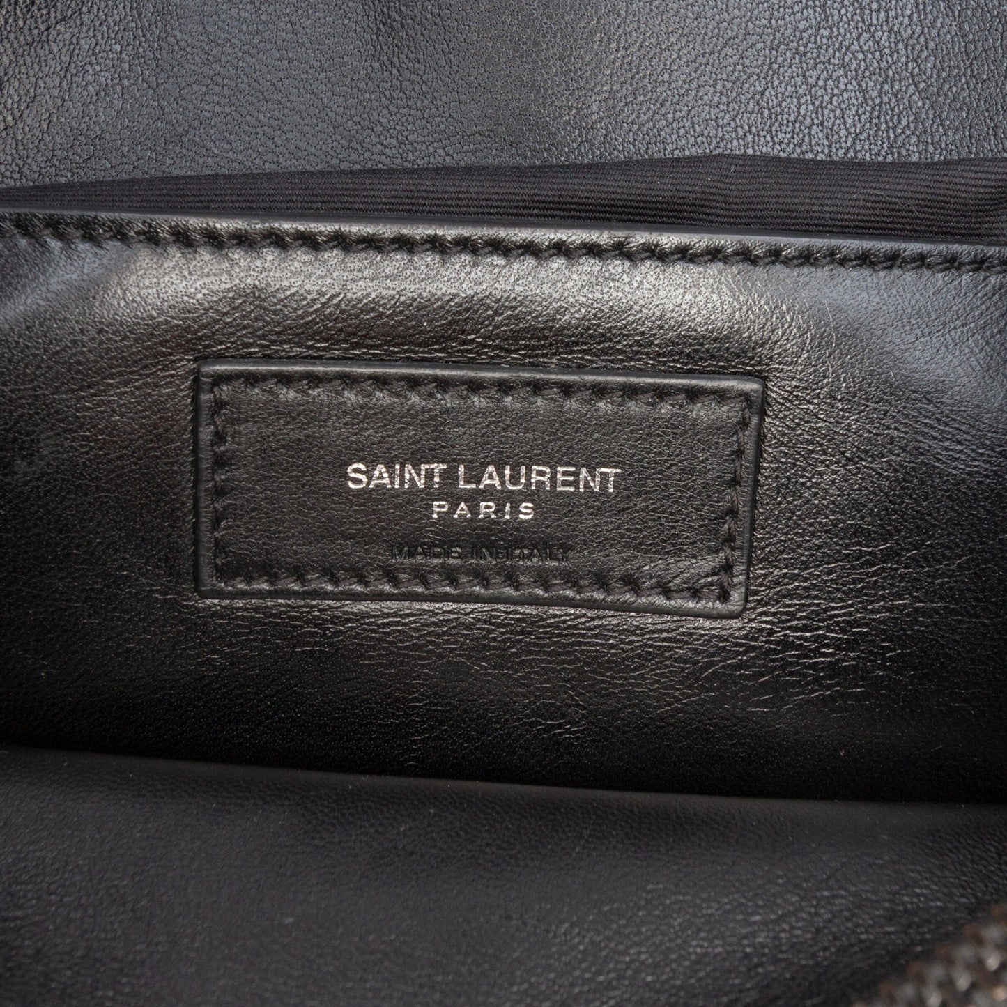 Saint Laurent Large Sheepskin Chevron Monogram Monochrome College Bag