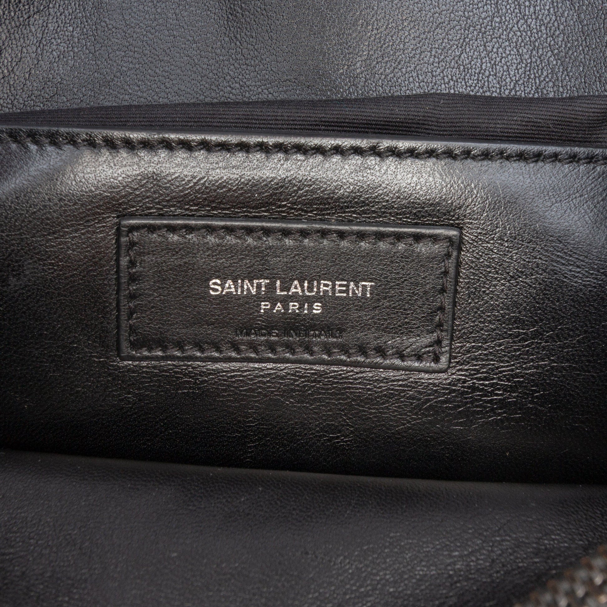 Saint Laurent Large Sheepskin Chevron Monogram Monochrome College Bag