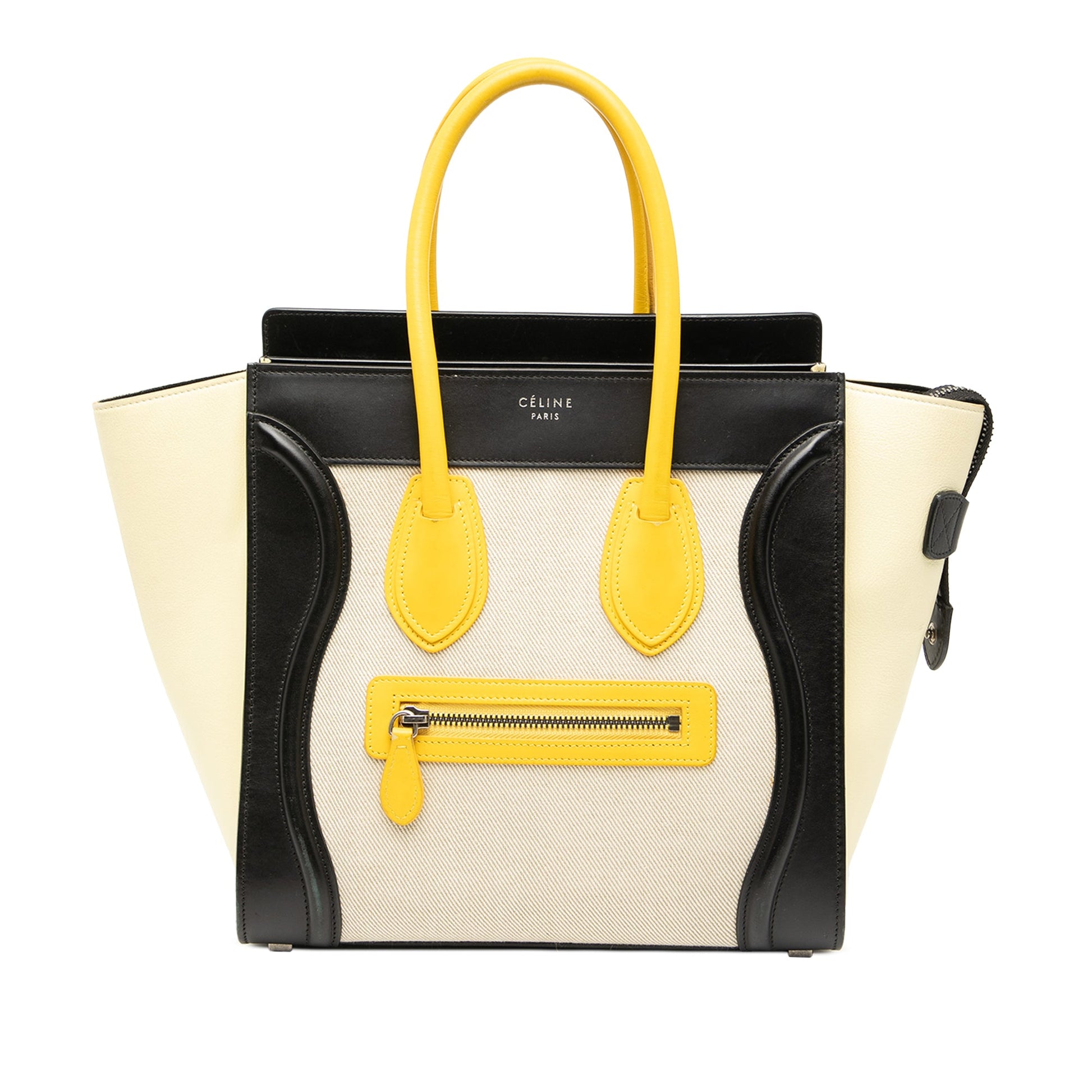 Celine Micro Tricolor Canvas and Leather Luggage Tote