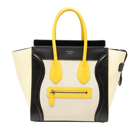 Celine Micro Tricolor Canvas and Leather Luggage Tote