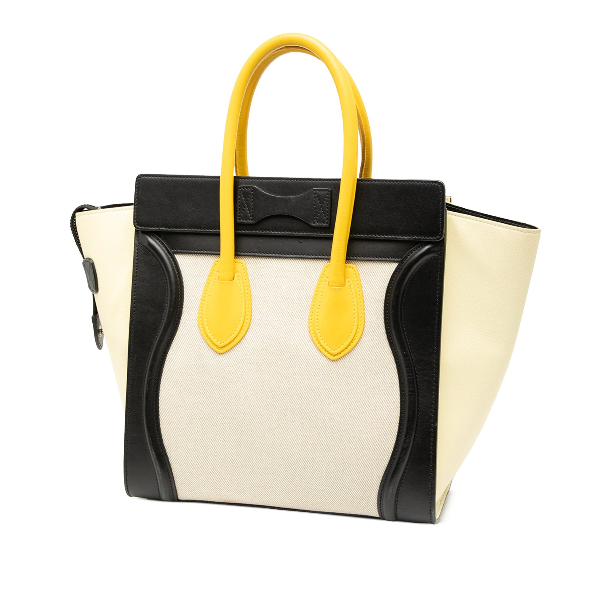 Celine Micro Tricolor Canvas and Leather Luggage Tote