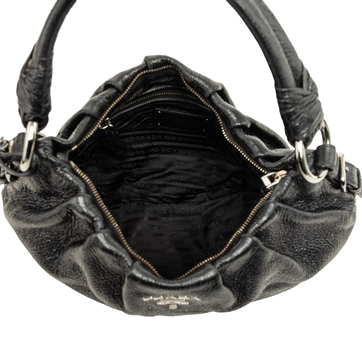 Prada Pleated Cervo Lux Hobo