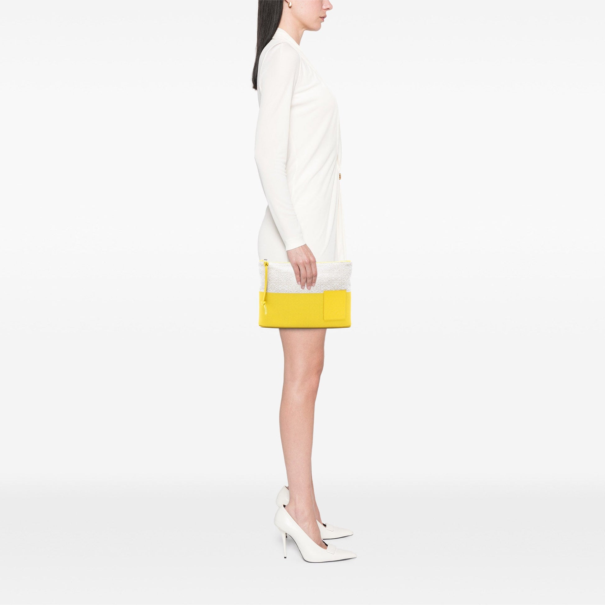 LOEWE Repeat Anagram Jacquard and Leather Oblong Pouch