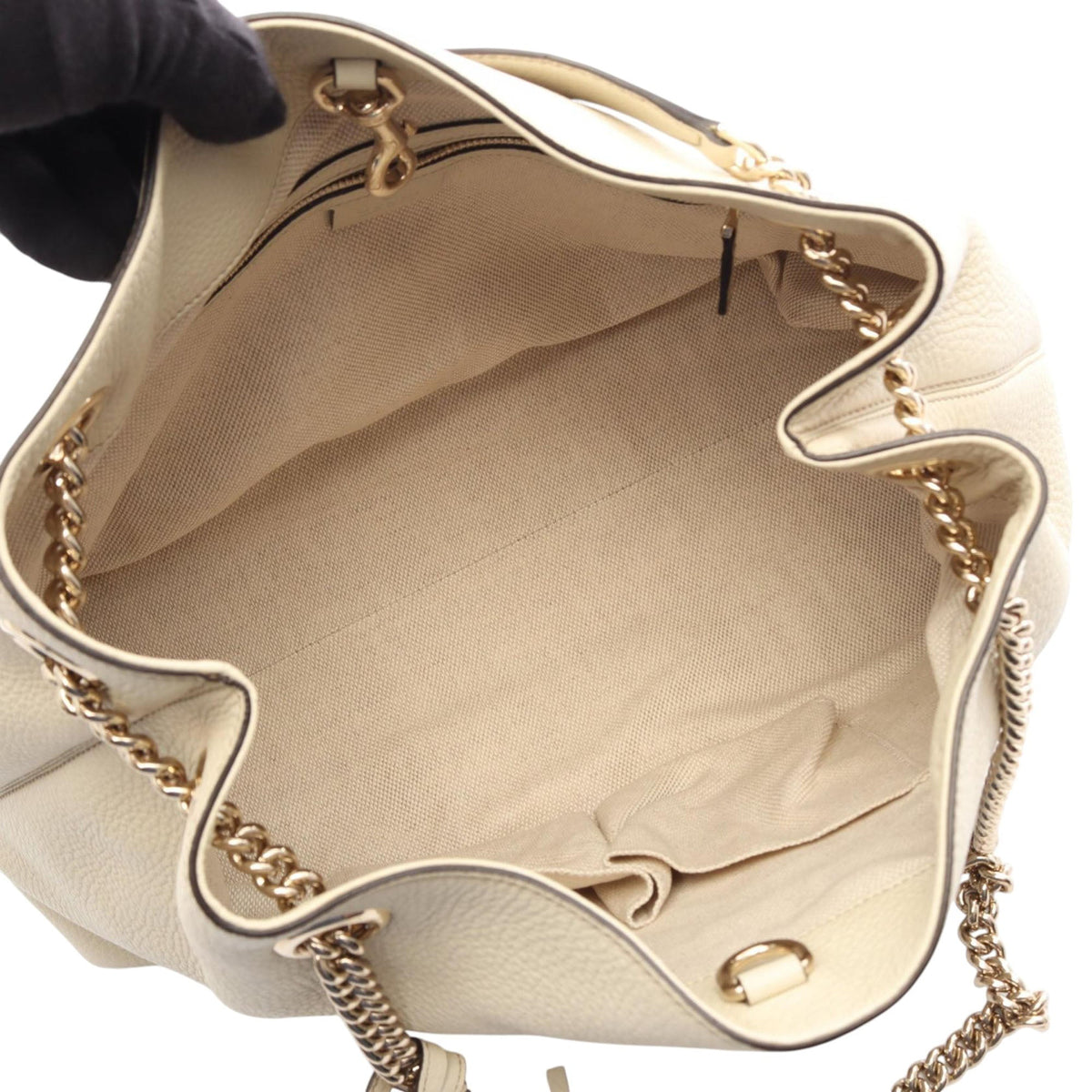 Gucci Medium Calfskin Soho Chain Shoulder Bag — Beige
