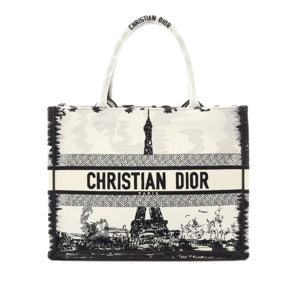 Dior Medium Embroidered Canvas Eiffel Tower Book Tote