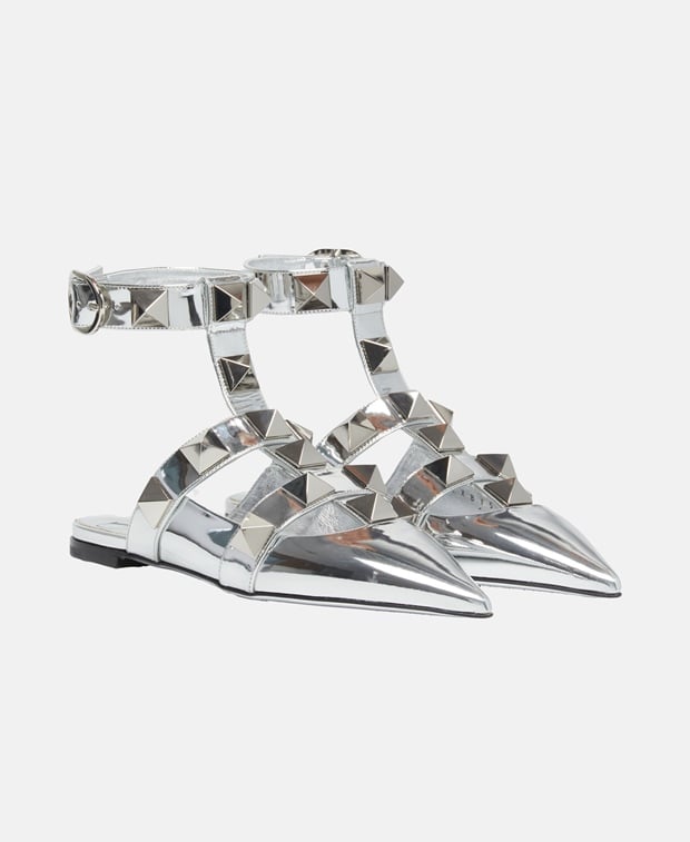 Valentino Garavani Roman stud Ankle strap sandals Silver
