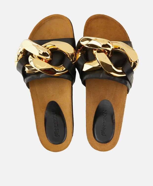 JW Anderson Calf Chain Slide Mules Black