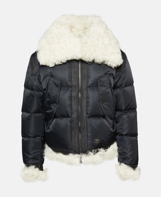 Down jacket with fur trim