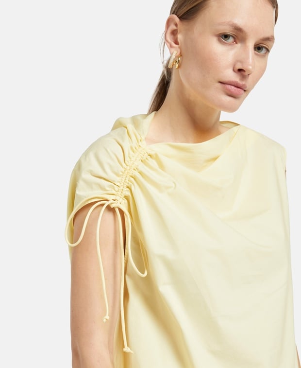 Tory Burch Sleeveless top Ruched Cotton Poplin Top