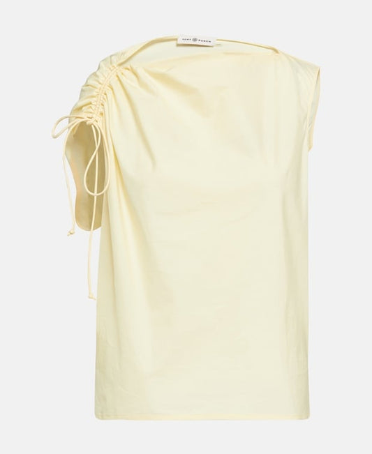 Tory Burch Sleeveless top Ruched Cotton Poplin Top