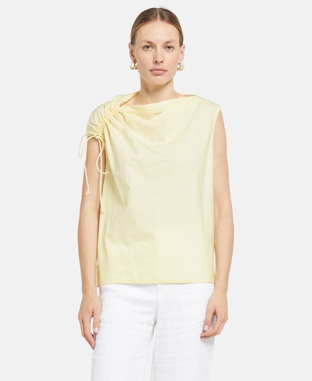 Tory Burch Sleeveless top Ruched Cotton Poplin Top