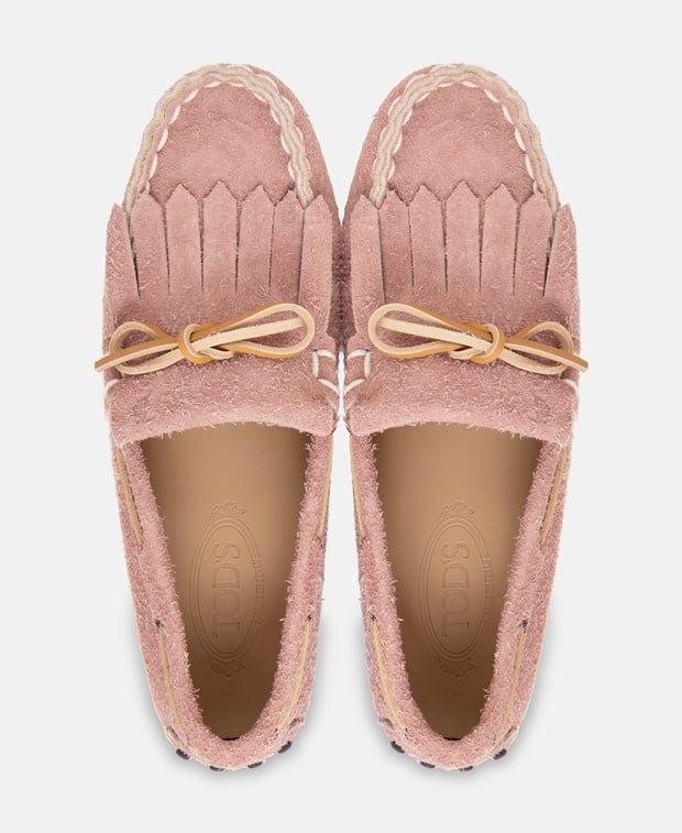 Tod's Frangia Moccasins Antique Pink