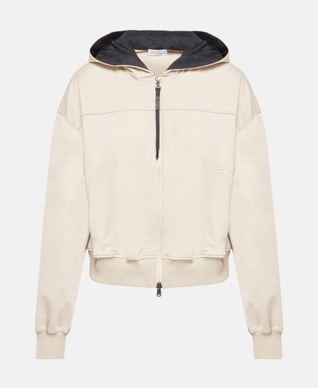 Brunello Cucinelli Hooded sweat jacket Sand