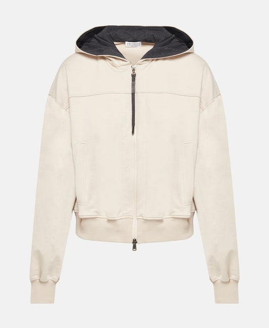 Brunello Cucinelli Hooded sweat jacket Sand