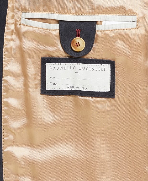 Brunello Cucinelli Leather blazer Dark Blue