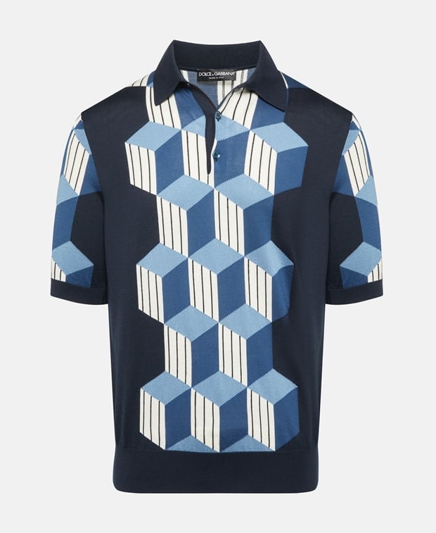 Dolce & Gabbana Silk short-sleeved pullover Dark Blue