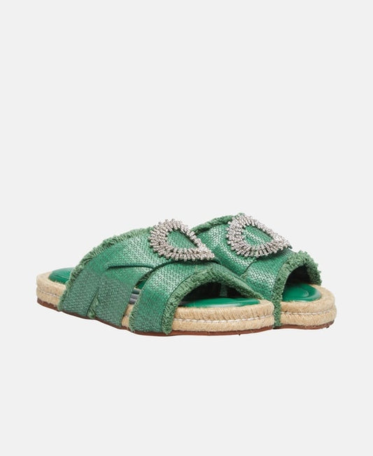 Alexandre Birman Madelina Raffia Sandals Green