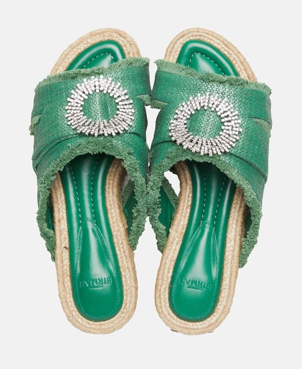 Alexandre Birman Madelina Raffia Sandals Green