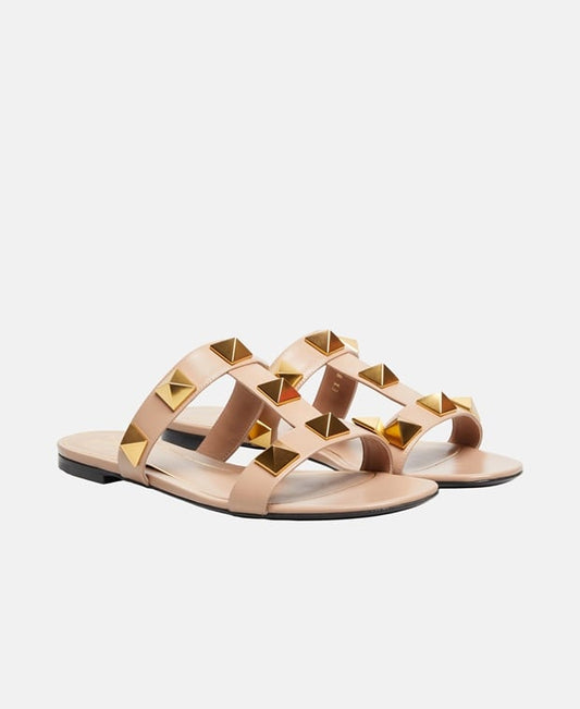 Valentino Garavani Roman Stud Sandals Soft Beige