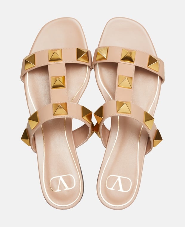 Valentino Garavani Roman Stud Sandals Soft Beige