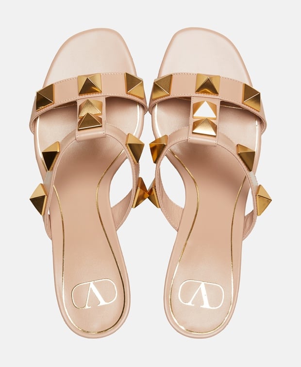 Valentino Garavani Roman Stud Heeled sandals Soft Beige