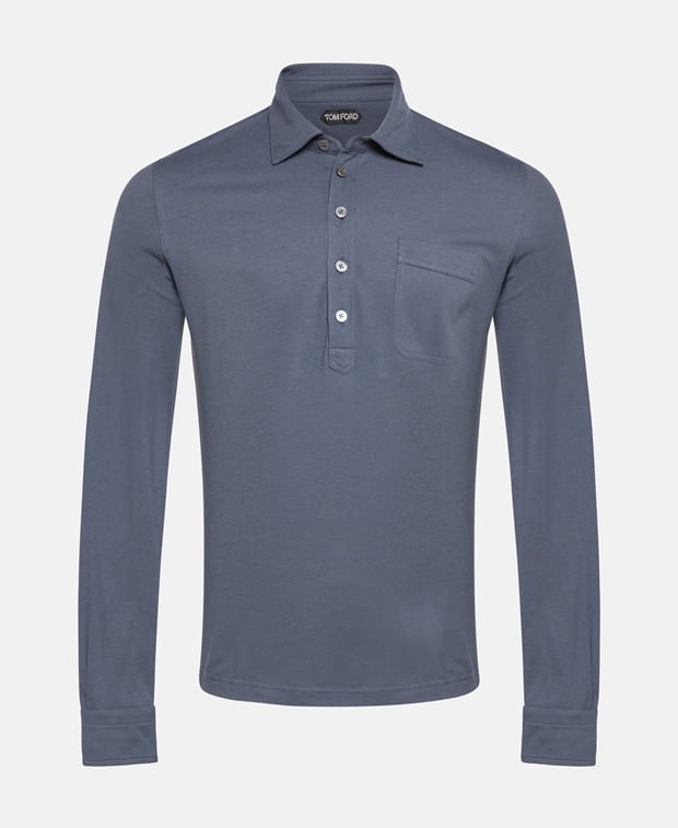 Tom Ford Long-sleeved polo shirt Blue
