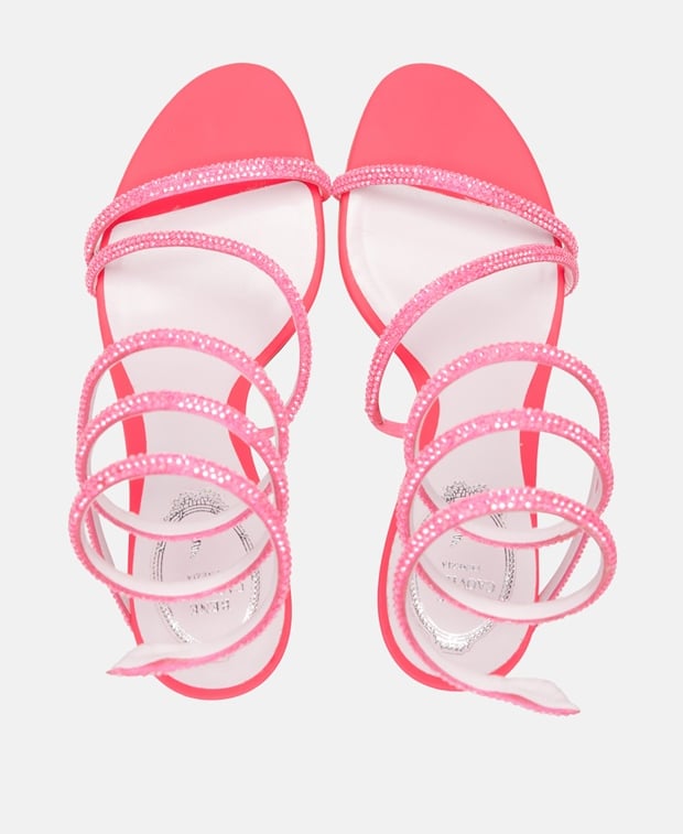 Rene Caovilla Sandals with calf lacing Neon Pink