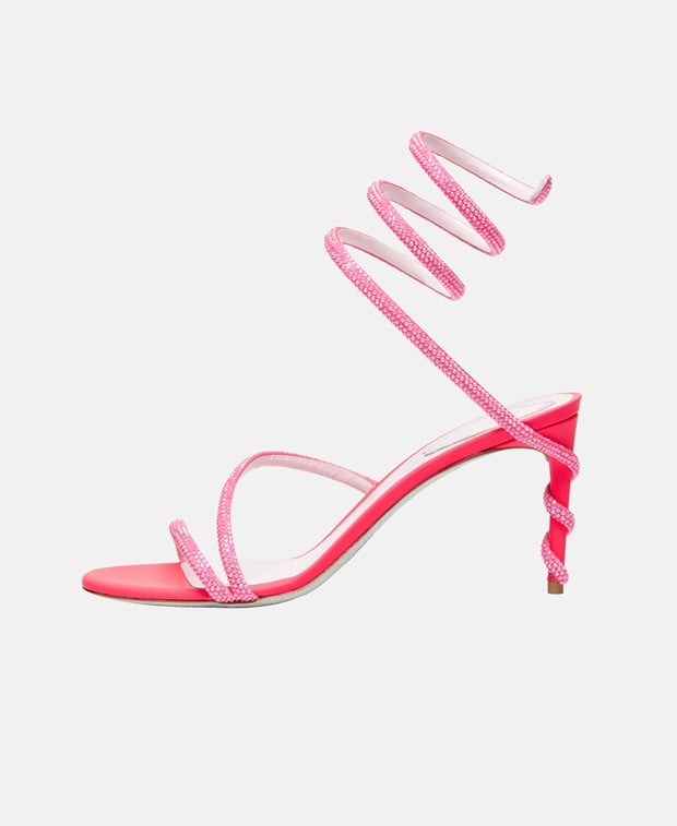 Rene Caovilla Sandals with calf lacing Neon Pink
