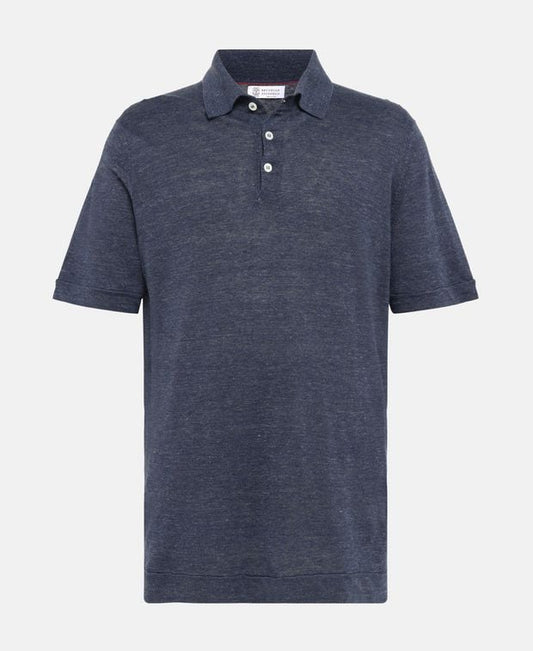 Brunello Cucinelli Linen-blend knitted polo shirt