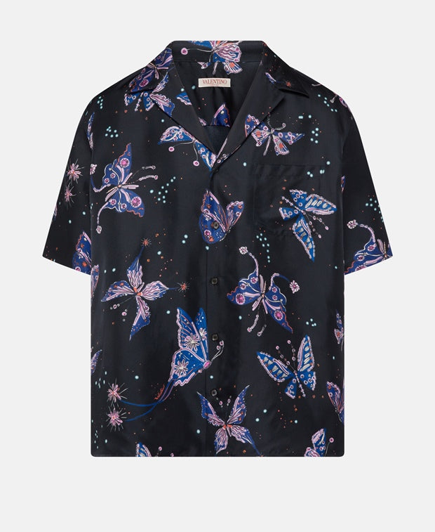 Valentino Garavani Short sleeve silk shirt Blue