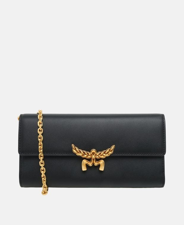 MCM Wallet with shoulder strap Black