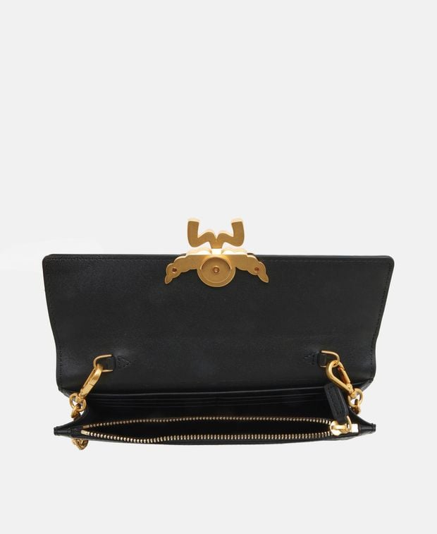 MCM Wallet with shoulder strap Black