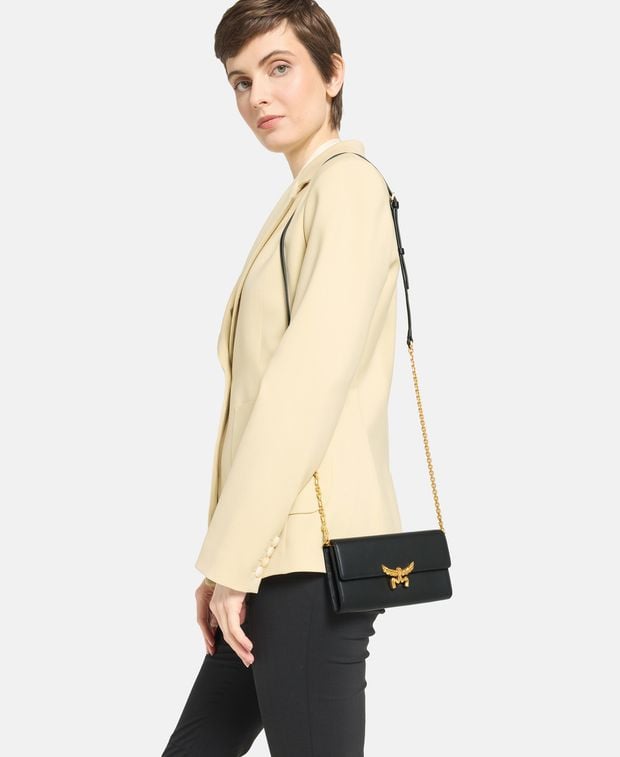 MCM Wallet with shoulder strap Black