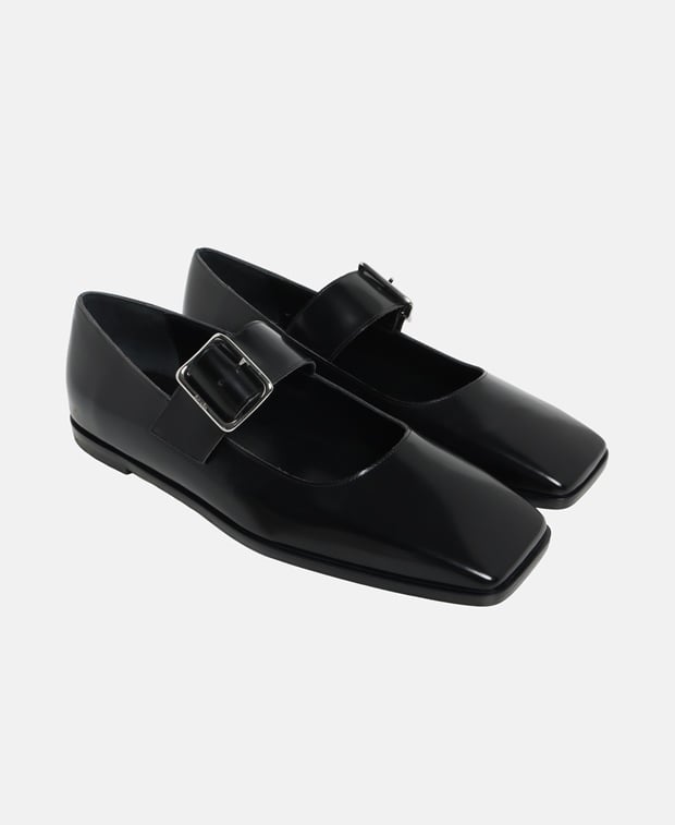 Aeyde Sunny Ballerina flat with straps Black