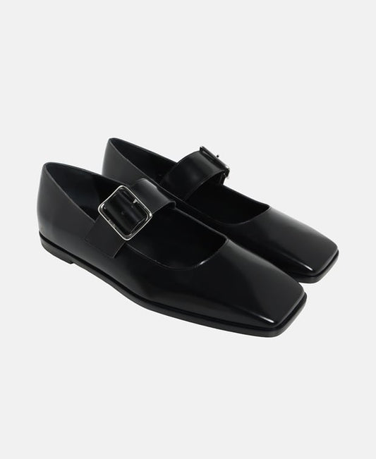 Aeyde Sunny Ballerina flat with straps Black