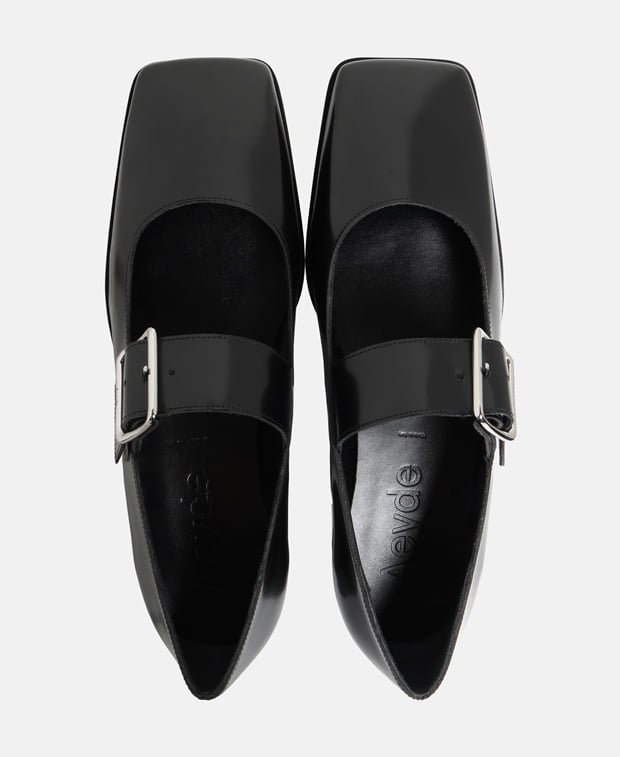 Aeyde Sunny Ballerina flat with straps Black