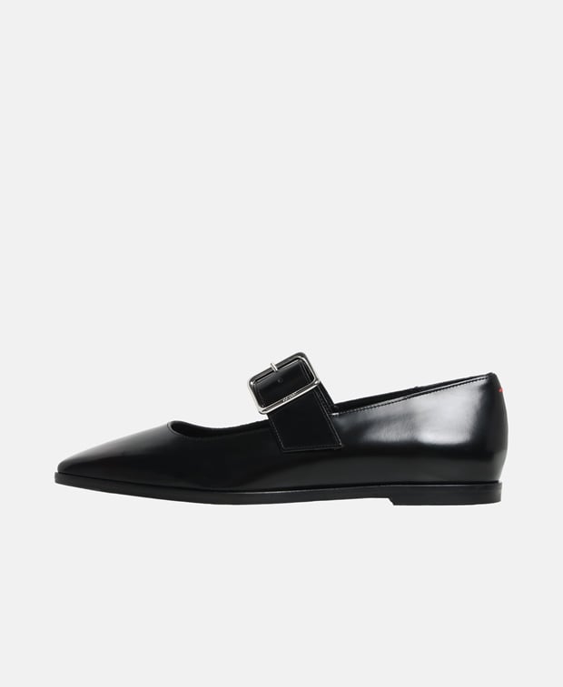 Aeyde Sunny Ballerina flat with straps Black