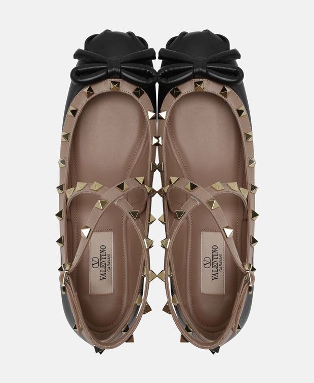 Valentino Garavani Rockstud Ballerina flat with straps Black