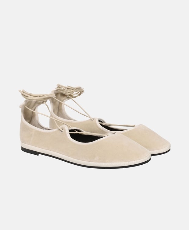 Gia Borghini Ballerina with calf lacing Greige