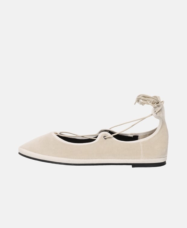 Gia Borghini Ballerina with calf lacing Greige