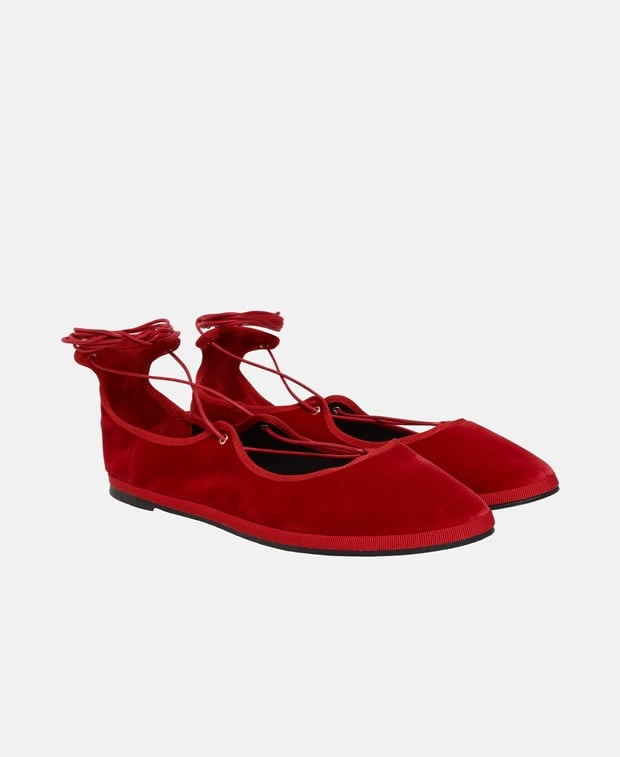 Gia Borghini Ballerina with calf lacing Burgundy