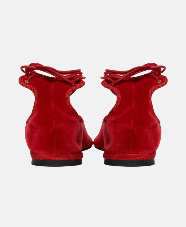 Gia Borghini Ballerina with calf lacing Burgundy