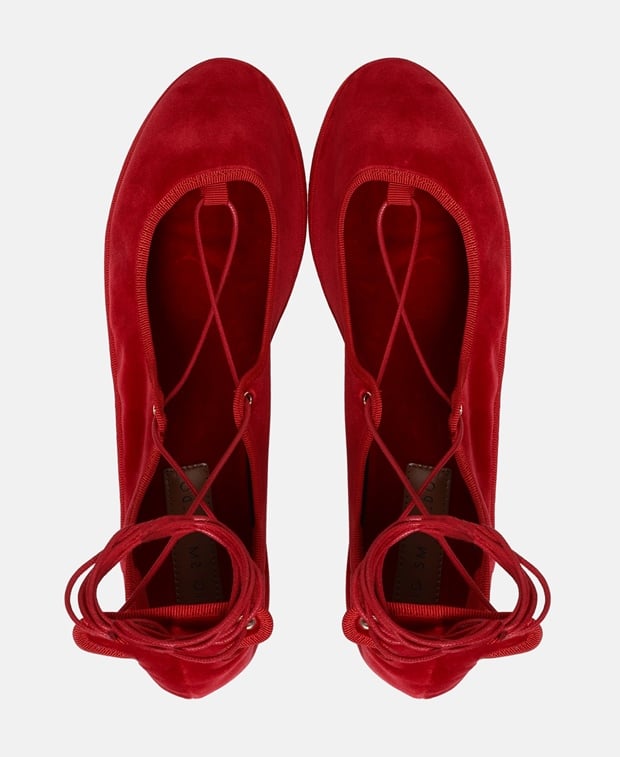 Gia Borghini Ballerina with calf lacing Burgundy